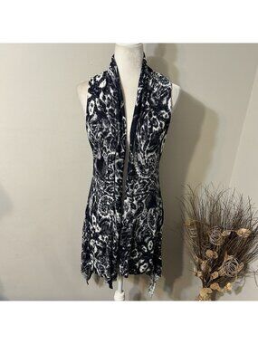 Calesas Knit Duster Cardigan Art To Wear Paisley Drape Open Front Multicolor M
